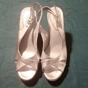 Madeline silver slingbacks